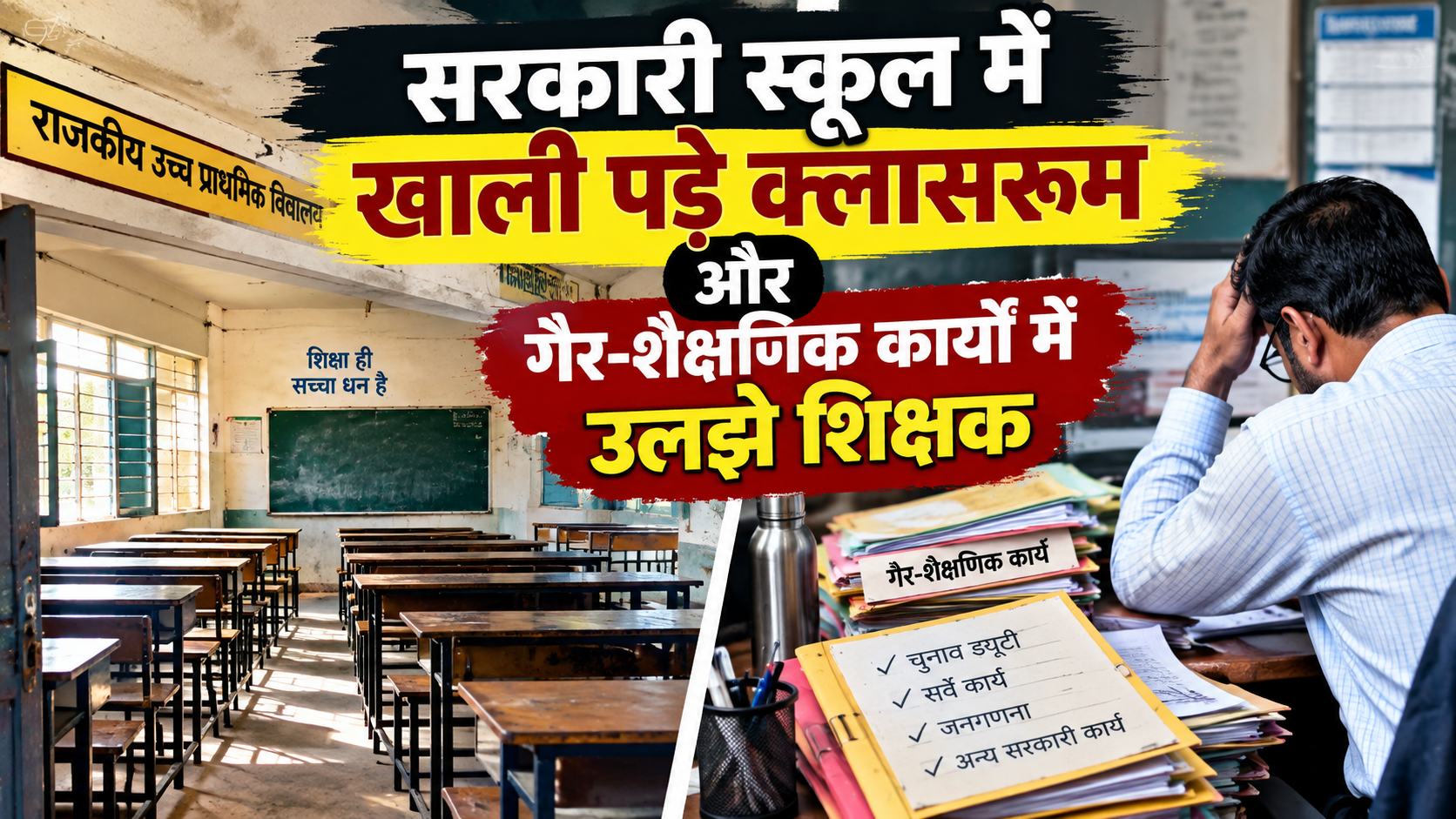 पढ़ाई भगवान भरोसे: बीएलओ, गणना और सर्वे में खपे गुरुजी, खाली कमरों में कंचे खेल रहा देश का भविष्य!